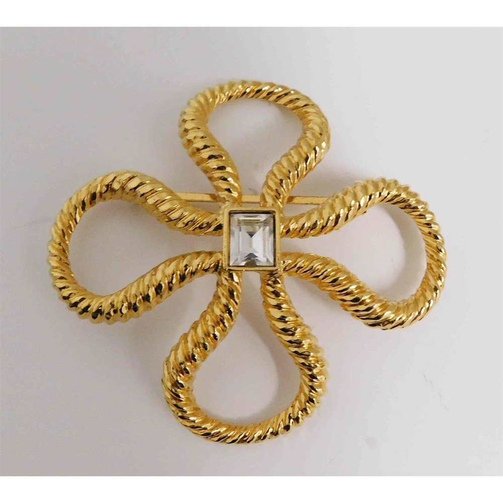 St John Vintage Gold Jeweled Large Brooch Pin